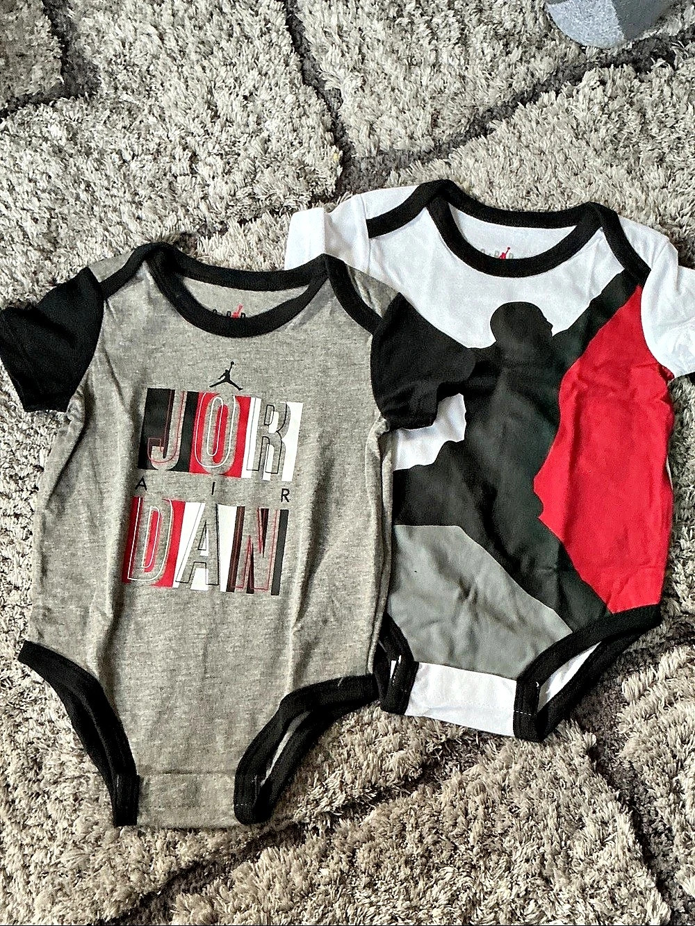 Jordan Baby Bodysuit 2-Piece Set Gray & Black Baby 6M